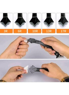 GNAFOTU 9 PCS Silicone Caulking Tools (Stainless Steel head) 5 in 1 Sealant Finishing Tool Grout Remove Scraper with 4pc Glass Glue Angle Scraper, Caulk Remover Glass Glue Angle Scraper  - Image 4