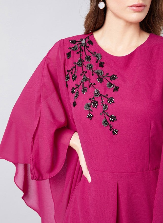 Athena Pink Solid Maxi Dress for Women - Image 2