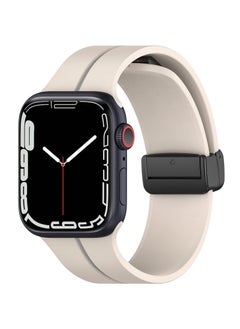 Silicone Magnetic Watch Band for Apple Watch Ultra, 49mm, 45mm, 44mm, 42mm, Sport Strap for iWatch Ultra, SE, Series 9, 8, 7, 6, Women and Men, Starlight
