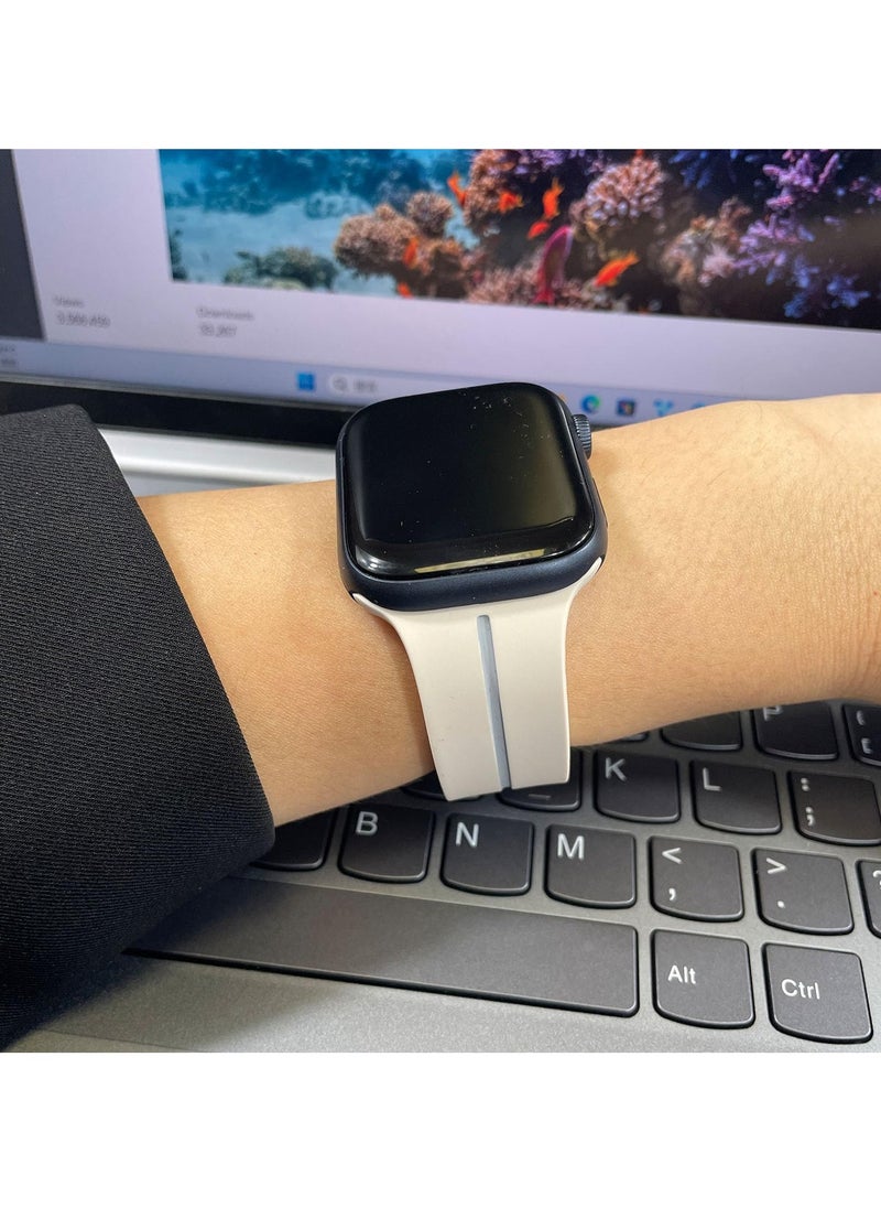 SYOSI - Silicone Magnetic Watch Band for Apple Watch Ultra, 49mm, 45mm, 44mm, 42mm, Sport Strap for iWatch Ultra, SE, Series 9, 8, 7, 6, Women and Men, Starlight - Image 1