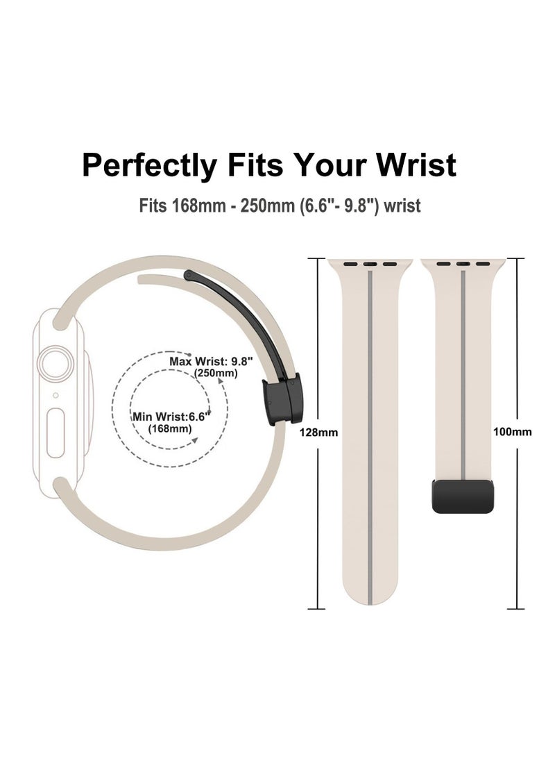 SYOSI - Silicone Magnetic Watch Band for Apple Watch Ultra, 49mm, 45mm, 44mm, 42mm, Sport Strap for iWatch Ultra, SE, Series 9, 8, 7, 6, Women and Men, Starlight - Image 1
