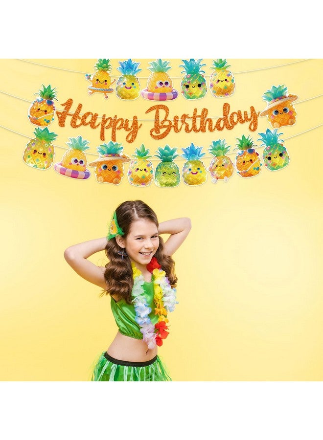 TBEEJ Pineapple Party Banners 4Pcs Happy Birthday Garland Banners for Boy Girls Theme Baby Shower Birthday Party Supplies - Image 4