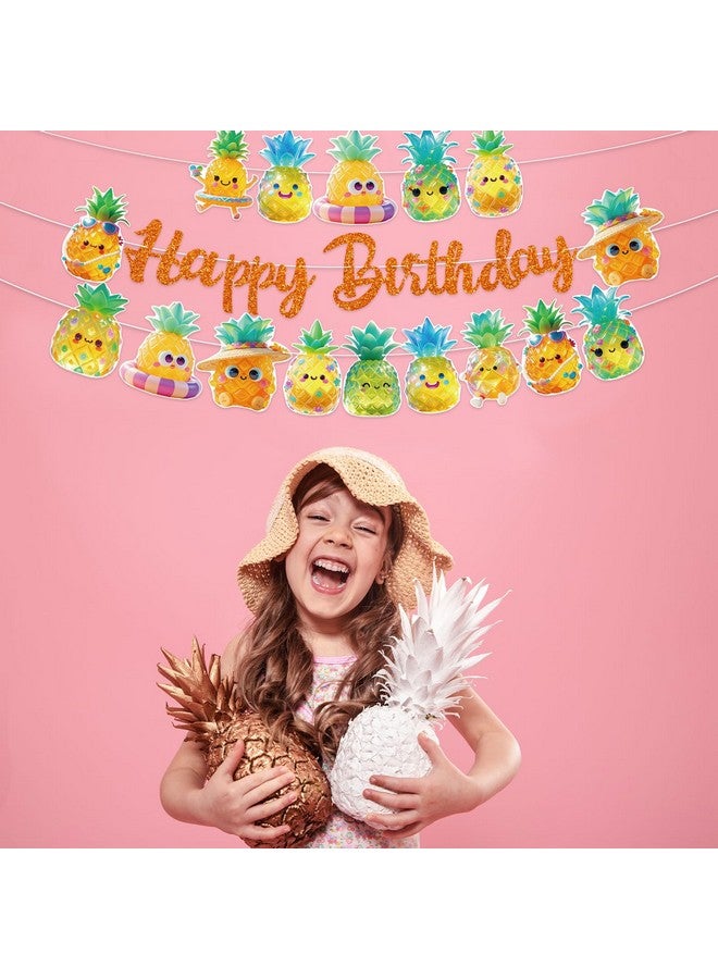 TBEEJ Pineapple Party Banners 4Pcs Happy Birthday Garland Banners for Boy Girls Theme Baby Shower Birthday Party Supplies - Image 2