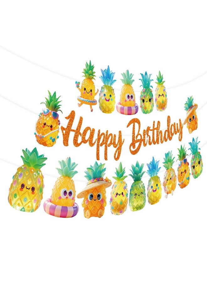 TBEEJ Pineapple Party Banners 4Pcs Happy Birthday Garland Banners for Boy Girls Theme Baby Shower Birthday Party Supplies - Image 1