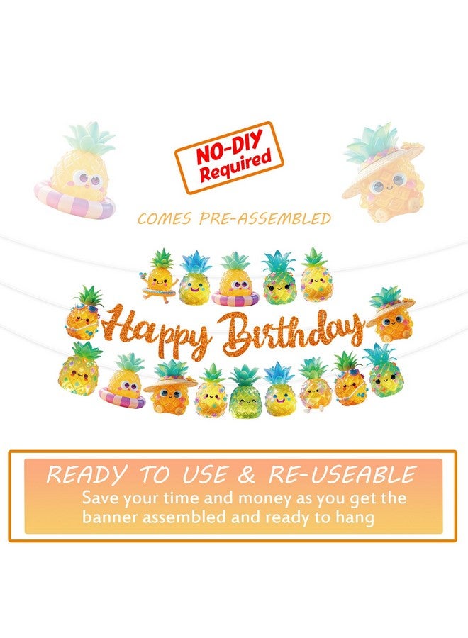 TBEEJ Pineapple Party Banners 4Pcs Happy Birthday Garland Banners for Boy Girls Theme Baby Shower Birthday Party Supplies - Image 5