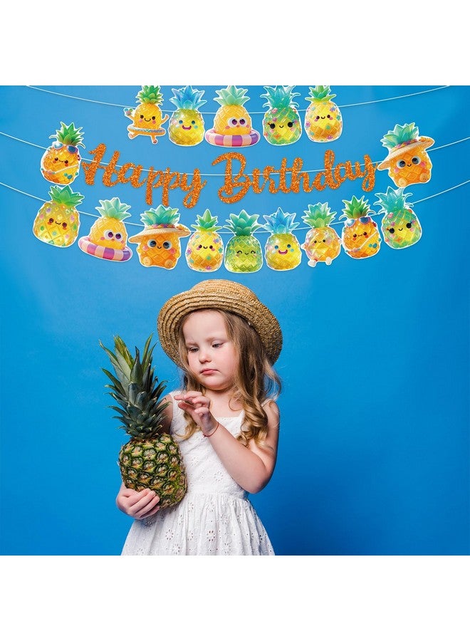 TBEEJ Pineapple Party Banners 4Pcs Happy Birthday Garland Banners for Boy Girls Theme Baby Shower Birthday Party Supplies - Image 3