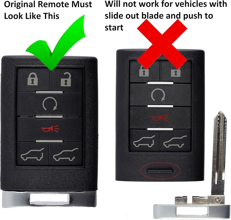 KeylessOption Keyless Entry Remote Key Fob Shell Case Button Pad Cover For Cadillac Escalade, EXT, ESV - Image 3