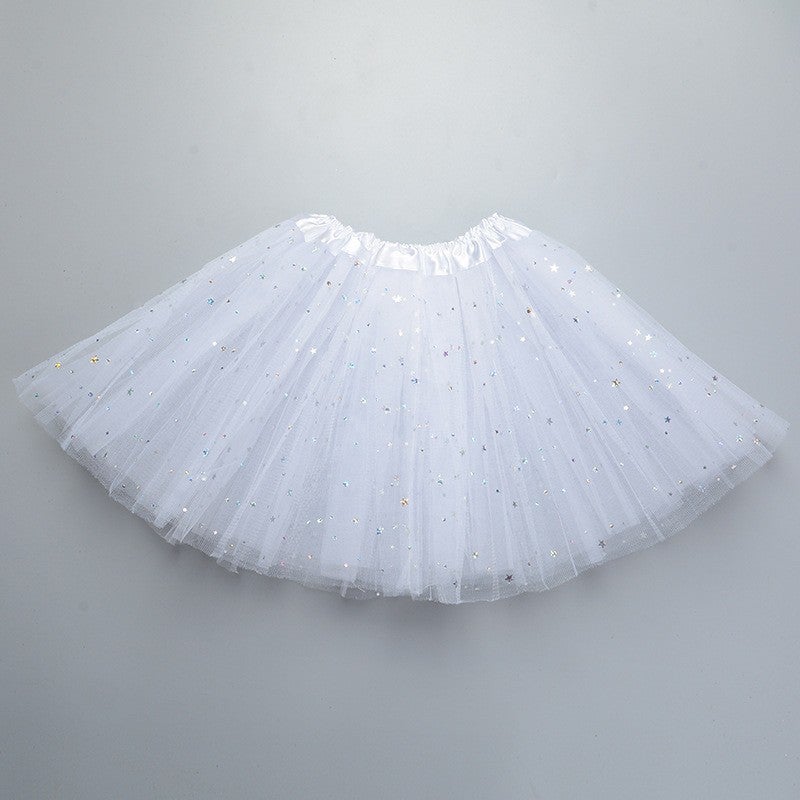 Generic Kids Party Headwear Set with Cat Ears White star gauze skirt