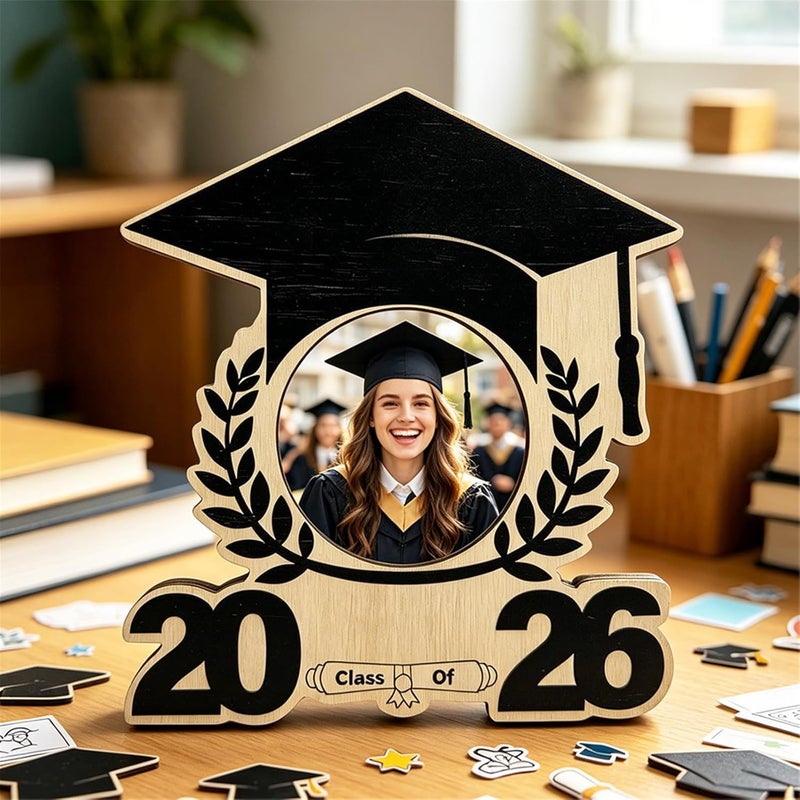 إطار صور خشبي للتذكارات التخرج 2026، خشب طبيعي، أنيق، مناسب للتعليق على الحائط، لتخليد الذكريات - Image 4