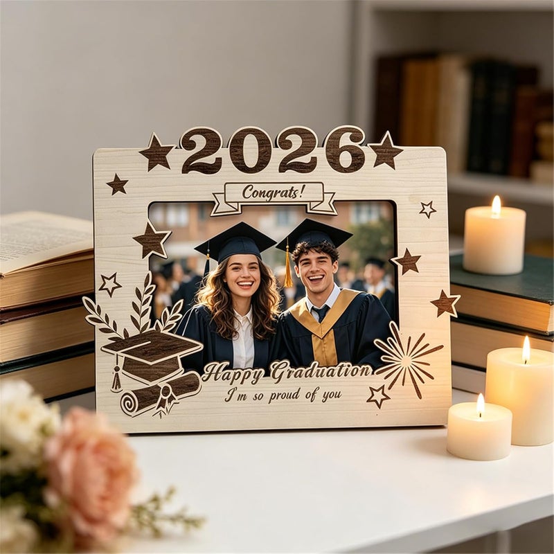 إطار صور خشبي للتذكارات التخرج 2026، خشب طبيعي، أنيق، مناسب للتعليق على الحائط، لتخليد الذكريات - Image 3