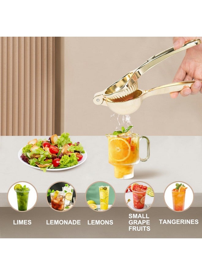Agirlvct Lemon Squeezer, Heavy Duty Zinc Manual Lemon Juicer, Threaded Groove Fresh Small Oranges Limes Juicer Hand Press Manual Press for Home Restaurant Kitchen Accessories Utensils(Gold) - Image 2