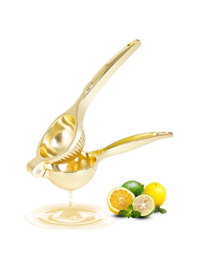 Agirlvct Lemon Squeezer, Heavy Duty Zinc Manual Lemon Juicer, Threaded Groove Fresh Small Oranges Limes Juicer Hand Press Manual Press for Home Restaurant Kitchen Accessories Utensils(Gold) - Image 1