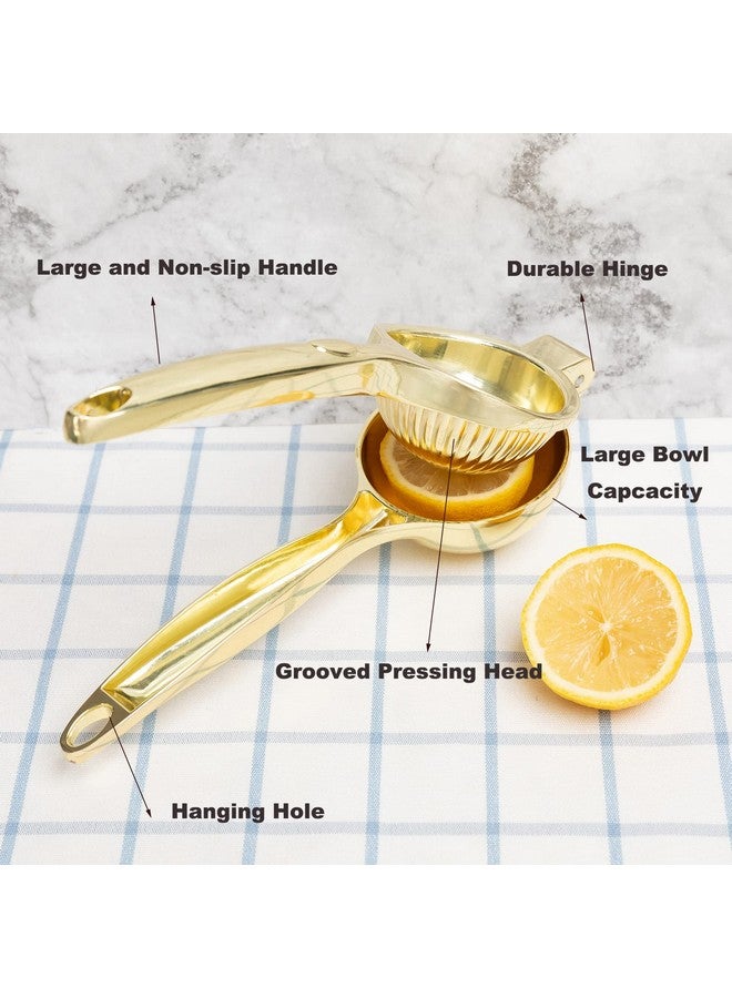 Agirlvct Lemon Squeezer, Heavy Duty Zinc Manual Lemon Juicer, Threaded Groove Fresh Small Oranges Limes Juicer Hand Press Manual Press for Home Restaurant Kitchen Accessories Utensils(Gold) - Image 4