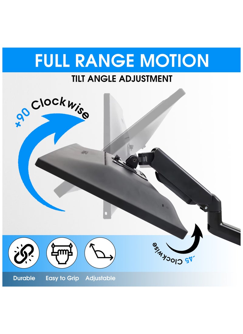 ESSENTIALS 360 - Computer Monitor Arm with Gas Spring Monitor Mount Desk Mount Tilt Angle for 13-32 Inch Adjustable Height Load Capacity 10kg VESA 75x75/100x100mm with Grommet And C-Clamp Mounting - Image 1