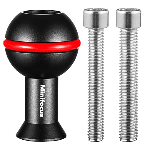 MINIFOCUS 1" Ball Adapter with M6 & 1/4" Threaded Stud, Aluminum Alloy Fixed Ballhead Mount Adapter for Action Camera & Camcorder Compatible Underwater Tray Bracket Flashlight System - Image 1