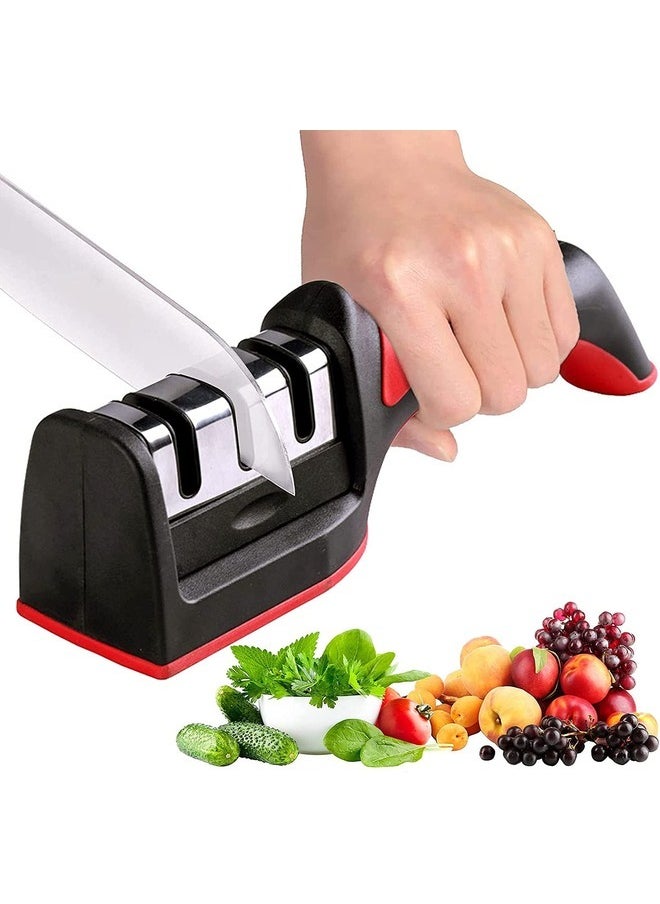 Eleish Knife Sharpener Kitchen Knife Sharpener for Sharpening and Polishing Kitchen Knives with Easy Manual Sharpening for Straight Knives Perfect for Household and Chef’s Choice  - Image 1