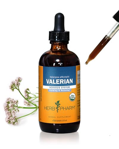 Herb Pharm Certified Organic Valerian Root Liquid Extract for Relaxation and Restful Sleep, Organic Cane Alcohol, 4 Ounce - Image 1
