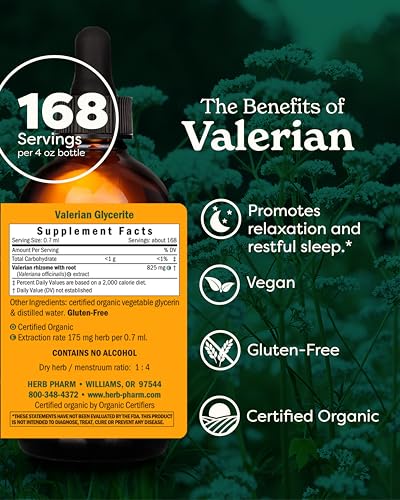 Herb Pharm Certified Organic Valerian Root Liquid Extract for Relaxation and Restful Sleep, Organic Cane Alcohol, 4 Ounce - Image 2