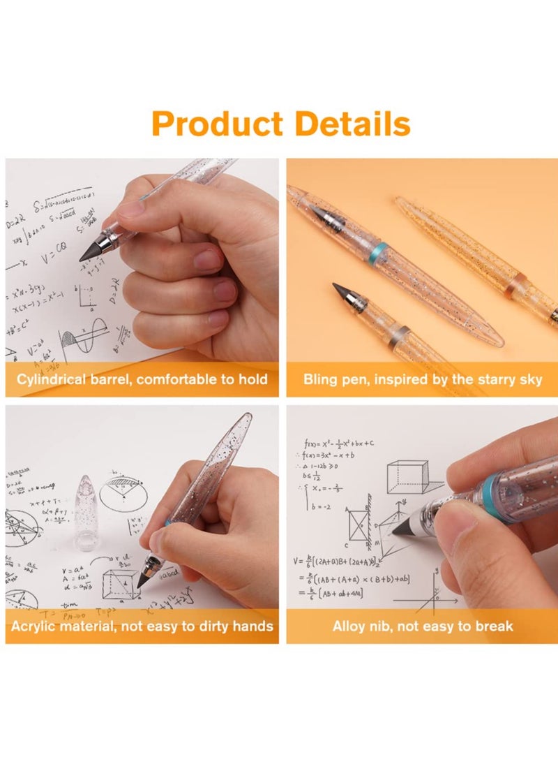 SOLARAE 3PCS Inkless Magic Pencil, Infinity Reusable Pencil for Writing with Extra 3 Lead Refills, Replaceable Nib Inkless Pencils for Drawing, Drafting, Home Office School Supplies-Silver Starry Sky - Image 2