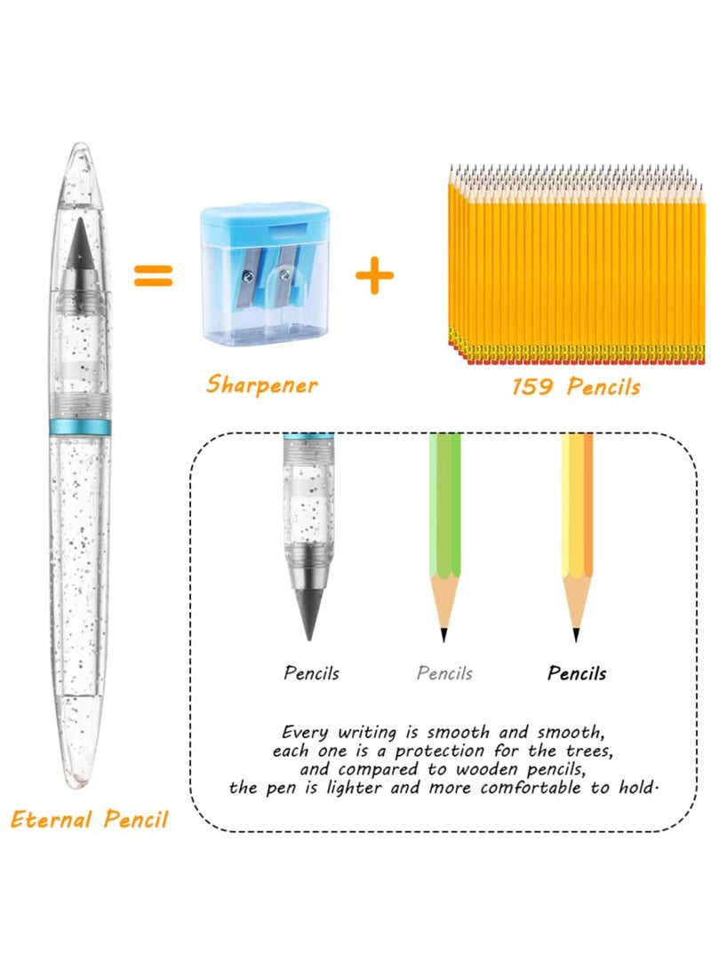SOLARAE 3PCS Inkless Magic Pencil, Infinity Reusable Pencil for Writing with Extra 3 Lead Refills, Replaceable Nib Inkless Pencils for Drawing, Drafting, Home Office School Supplies-Silver Starry Sky - Image 5