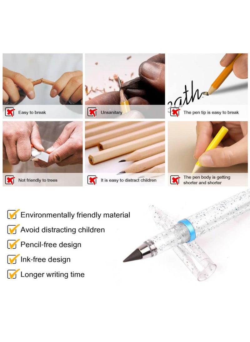 SOLARAE 3PCS Inkless Magic Pencil, Infinity Reusable Pencil for Writing with Extra 3 Lead Refills, Replaceable Nib Inkless Pencils for Drawing, Drafting, Home Office School Supplies-Silver Starry Sky - Image 4