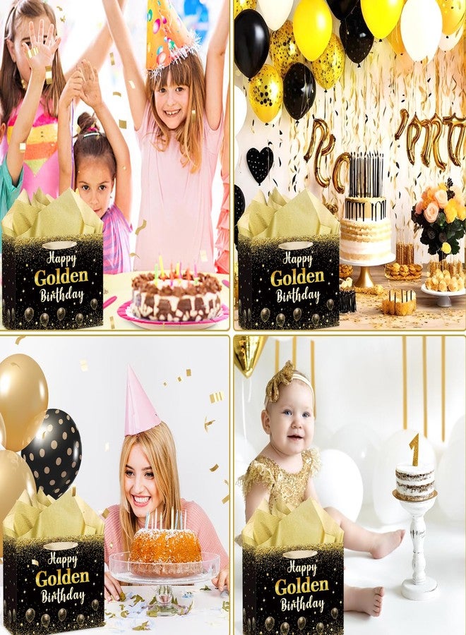 بيكونال حقيبة هدايا عيد ميلاد ذهبي سعيد من بيكونال، لون أسود وذهبي، حقيبة تغليف هدايا عيد ميلاد ذهبي، هدية للنساء والرجال، مناسبة لأعياد الميلاد 21، 24، 25، 28، 30، لوازم حفلات عيد الميلاد - Image 3