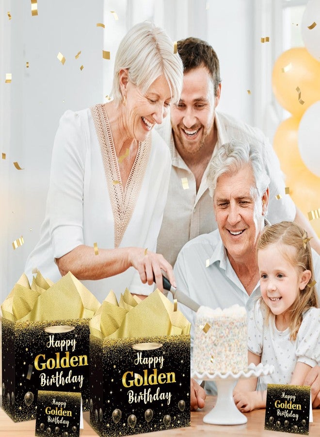 بيكونال حقيبة هدايا عيد ميلاد ذهبي سعيد من بيكونال، لون أسود وذهبي، حقيبة تغليف هدايا عيد ميلاد ذهبي، هدية للنساء والرجال، مناسبة لأعياد الميلاد 21، 24، 25، 28، 30، لوازم حفلات عيد الميلاد - Image 4