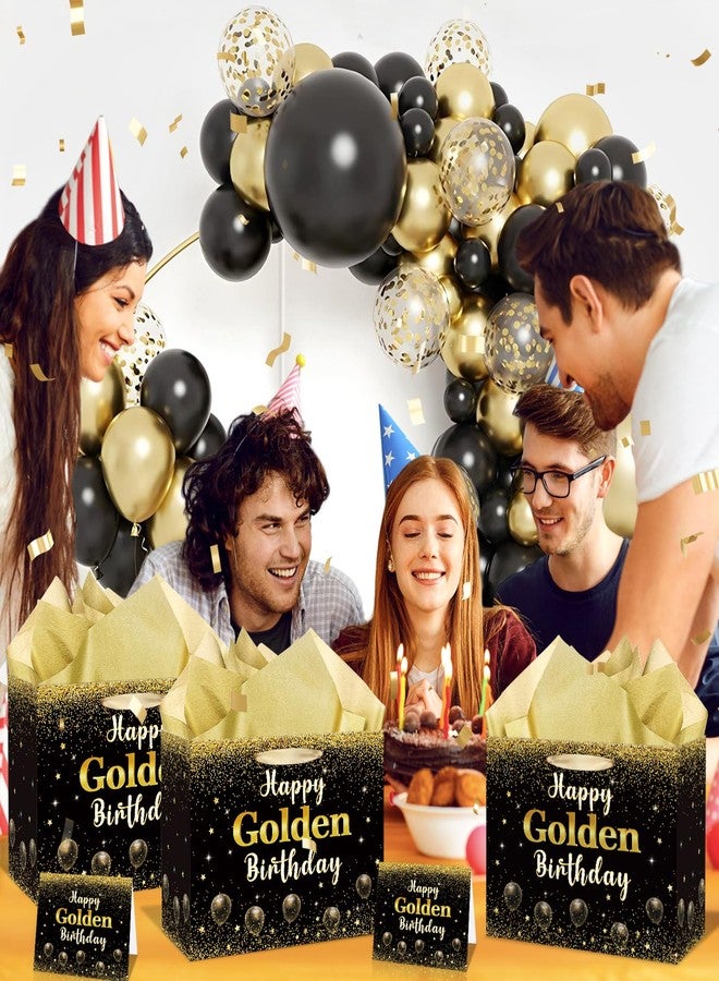 بيكونال حقيبة هدايا عيد ميلاد ذهبي سعيد من بيكونال، لون أسود وذهبي، حقيبة تغليف هدايا عيد ميلاد ذهبي، هدية للنساء والرجال، مناسبة لأعياد الميلاد 21، 24، 25، 28، 30، لوازم حفلات عيد الميلاد - Image 5