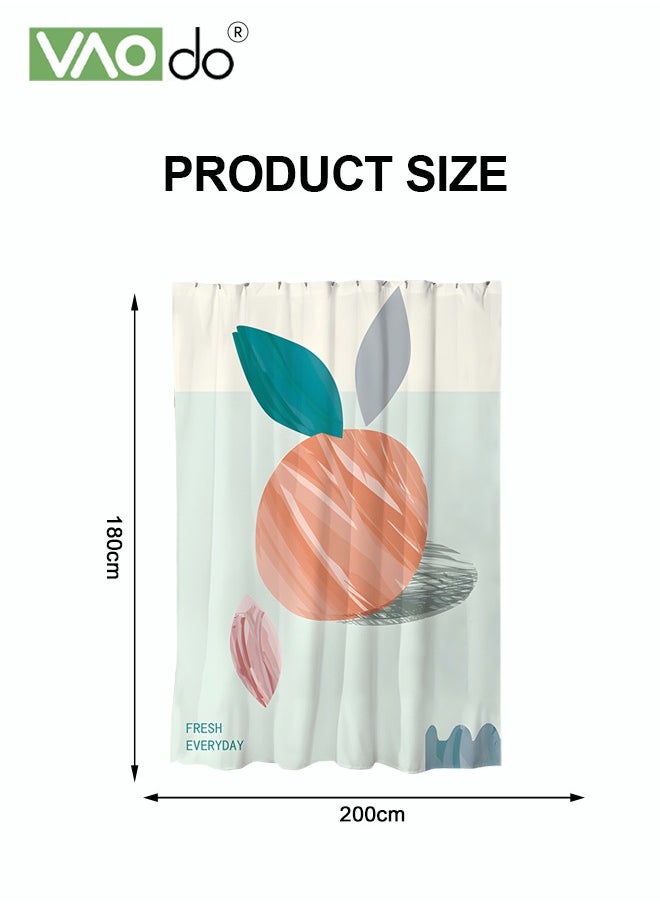VAOdo - Polyester Printing Shower Curtain Peach Image Printing Easy to Clean Polyester Material Thickened Impermeable Machine Washable Warm Shower Curtain - Image 1