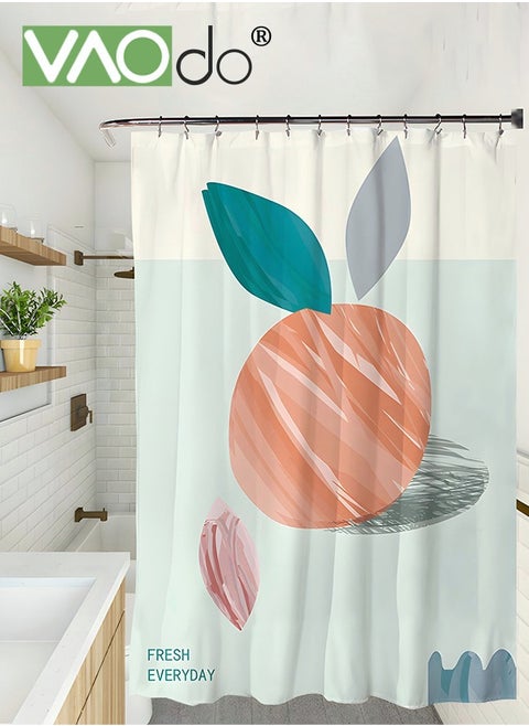 Polyester Printing Shower Curtain Peach Image Printing Easy to Clean Polyester Material Thickened Impermeable Machine Washable Warm Shower Curtain