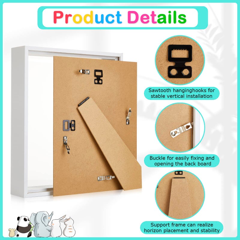 Tuanse 12 Pcs Shadow Box Bulk Display Case Plastic Shadow Box Picture Frame for Photos Flower Wedding Bouquets Pet Memorial Graduation Object Butterfly Tickets Wall Tabletop(5 x 7 Inch, White) - Image 3