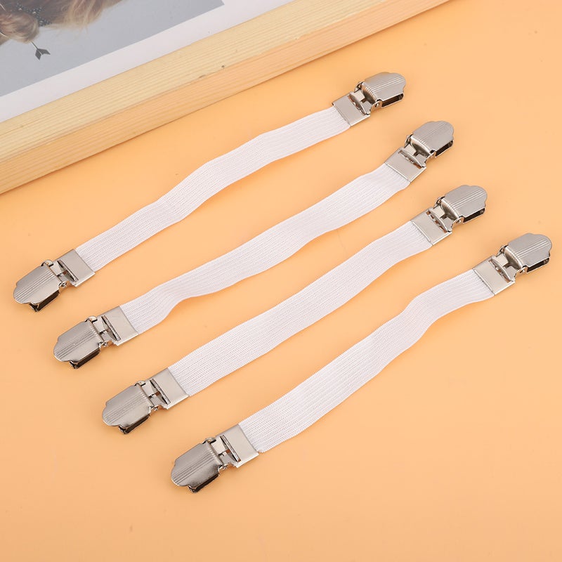 4pcs Elastic Crisscross Bed Mattress Sheet Straps Double Head Clips Gripper Holder Fasteners SuspenderWhite - Image 4