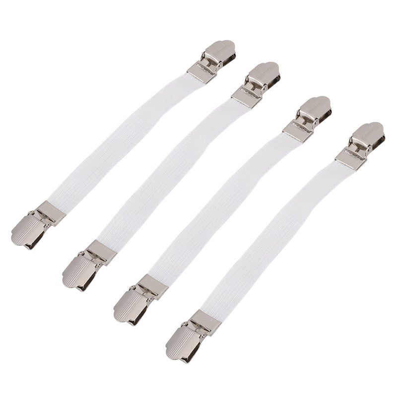 4pcs Elastic Crisscross Bed Mattress Sheet Straps Double Head Clips Gripper Holder Fasteners SuspenderWhite - Image 2