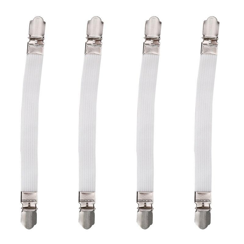 4pcs Elastic Crisscross Bed Mattress Sheet Straps Double Head Clips Gripper Holder Fasteners SuspenderWhite - Image 1