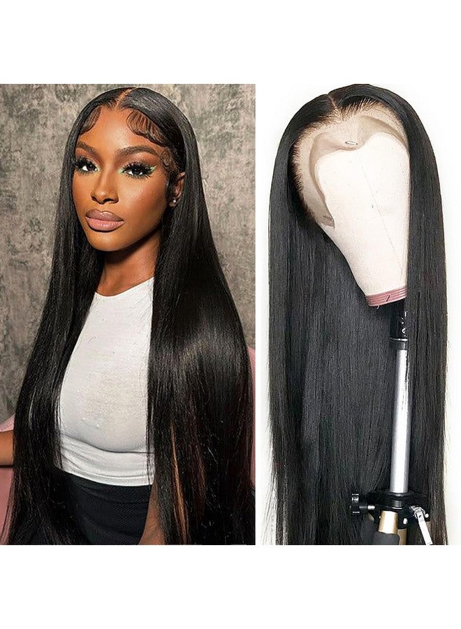 Mirthful Straight Lace Front Wigs Human Hair Pre Plucked 180% Density 13X4 Hd Lace Frontal Glueless Wigs Human Hair For Women Natural Black Color 26 Inch - Image 1
