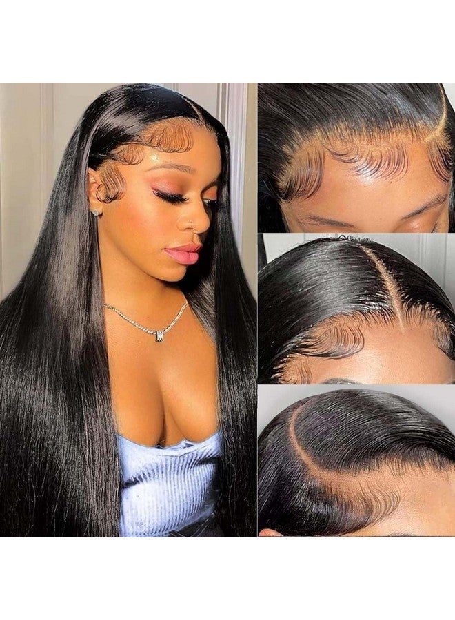 Mirthful Straight Lace Front Wigs Human Hair Pre Plucked 180% Density 13X4 Hd Lace Frontal Glueless Wigs Human Hair For Women Natural Black Color 26 Inch - Image 2