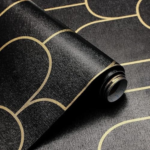 Jig-Tik Contact Paper Waterproof PVC Wallpapers Roll Embossed Europe Style Nordic 3D Sculpture Flower Wall Covering Modern Wall Décor(45 * 300) (1, White Black) (1, Brown) - Image 1