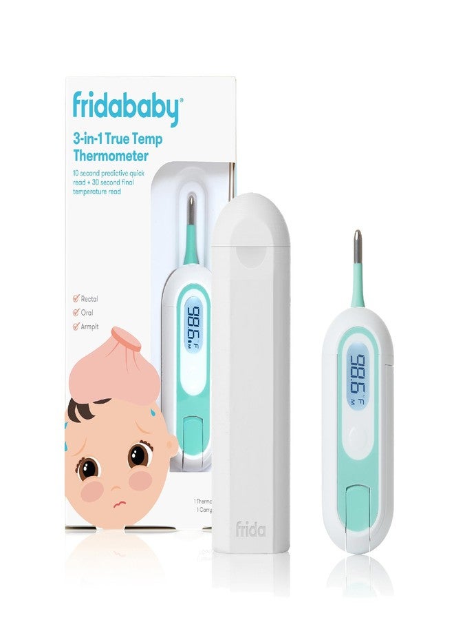 Frida Baby 3-in-1 Rectal, Underarm & Oral Thermometer for Kids, Digital Baby Thermometer for Infants, Toddlers, & Kids, Quick & Accurate Temperature Check, Includes Carrying Case for Storage - Image 1
