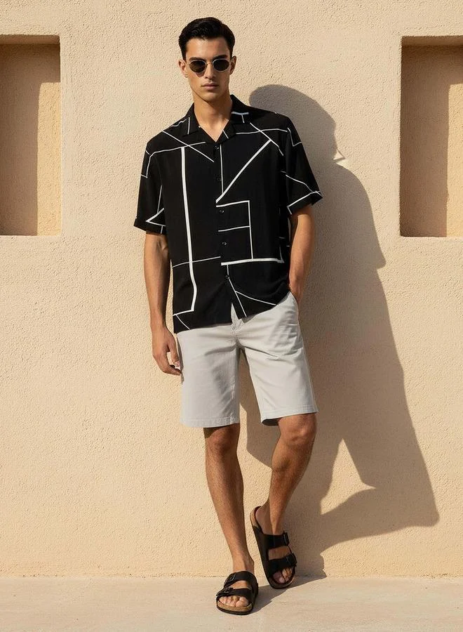 Splash FAV Men Regular Fit Camp Collar Abstract Print Short Sleeves Resort Shirt