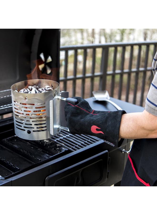 Charbroil Pair of Hand Stitched Leather BBQ Grill Gloves Black - Image 5