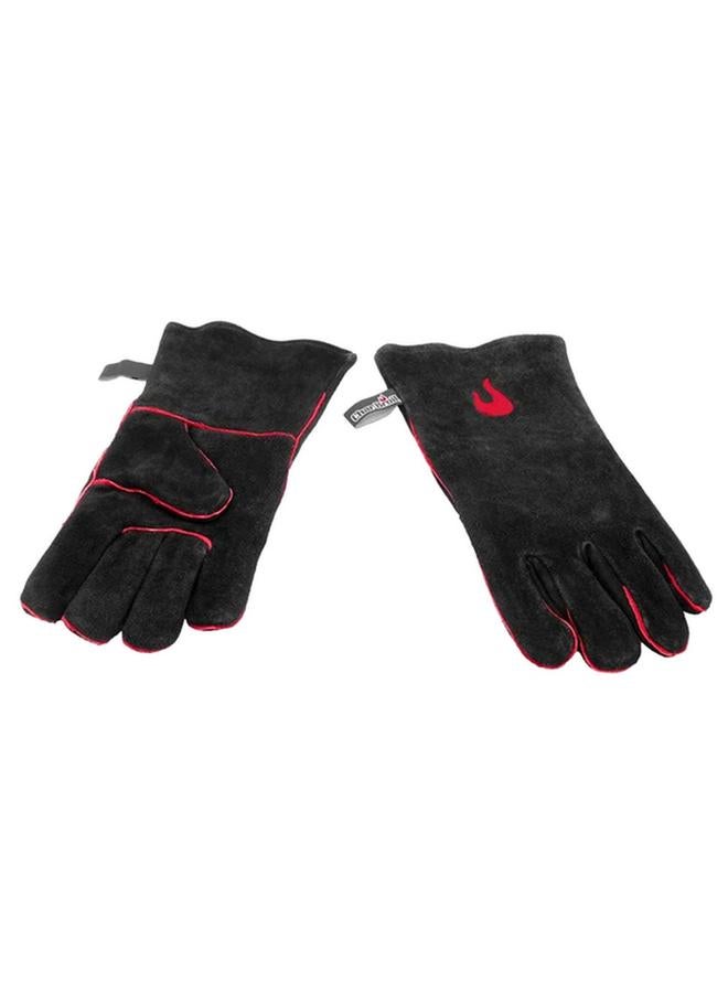 Charbroil Pair of Hand Stitched Leather BBQ Grill Gloves Black - Image 3