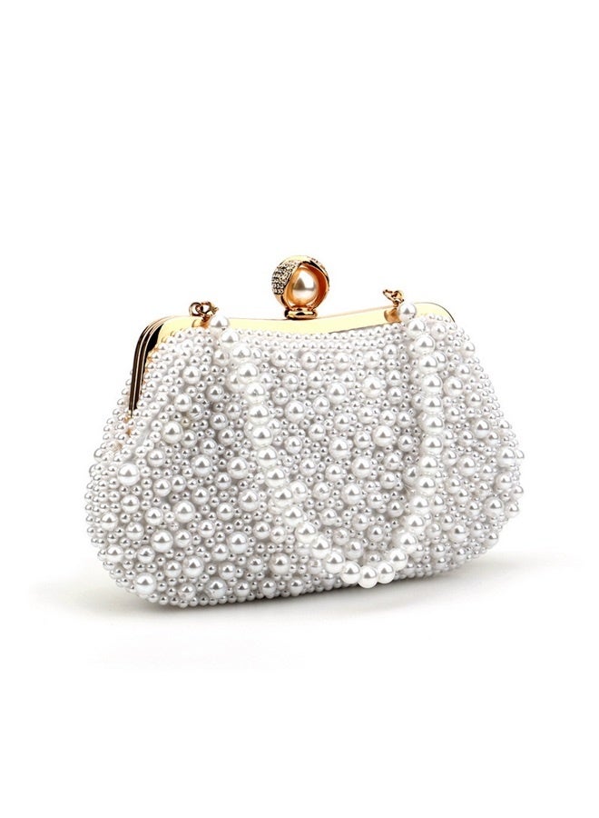 White Pearl Clutch Purses for Women Wedding Bride Pearl Evening Bag Party Clutch Wallet Tote Handbag  - Image 3