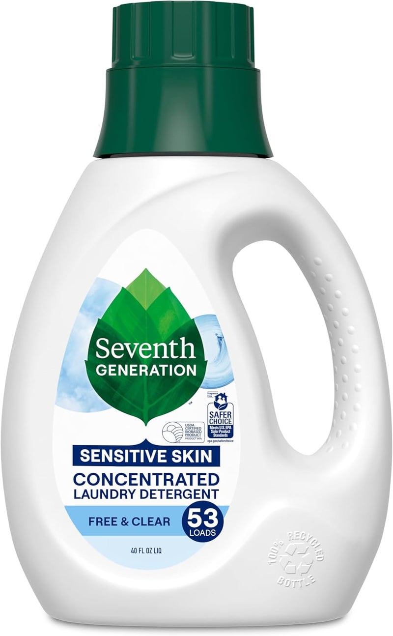 Seventh Generation Concentrated Laundry Detergent Liquid Free Clear Fragrance Free 40 oz