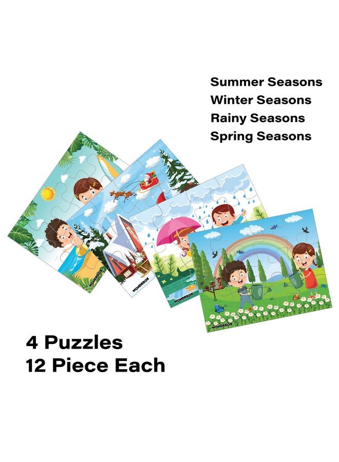 WONDRBOX Seasons Jigsaw Puzzles for Kids | Educational Toy for The Kids Age 3 and Above| Boost Memory Skills | 12 Pieces Jigsaw Puzzles for Kids (Seasons,Set of 4 Puzzles in Box) - Image 5
