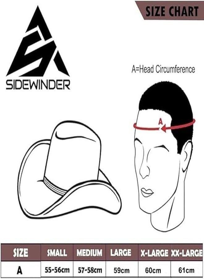 Sidewinder Mens Cowboy Leather Hat Western Style Unisex Shapeable Outback Classic Braided Hatband Tan - Image 2