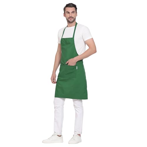 uniformer Apron for Men and Women | Durable & Stylish for Kitchen, Restaurant, Cafes | Ideal for Chefs, Bakers & Home Cooks | Easy to Clean | Unisex Design (Green_Pack of 1) - Image 3
