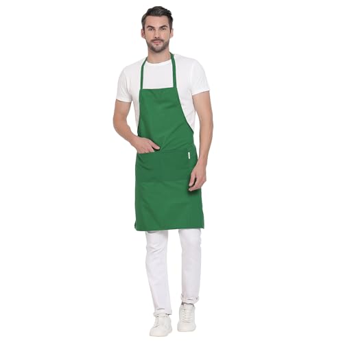 uniformer Apron for Men and Women | Durable & Stylish for Kitchen, Restaurant, Cafes | Ideal for Chefs, Bakers & Home Cooks | Easy to Clean | Unisex Design (Green_Pack of 1) - Image 1