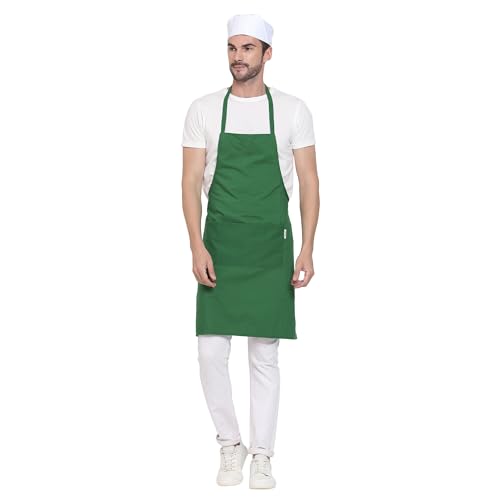 uniformer Apron for Men and Women | Durable & Stylish for Kitchen, Restaurant, Cafes | Ideal for Chefs, Bakers & Home Cooks | Easy to Clean | Unisex Design (Green_Pack of 1) - Image 5