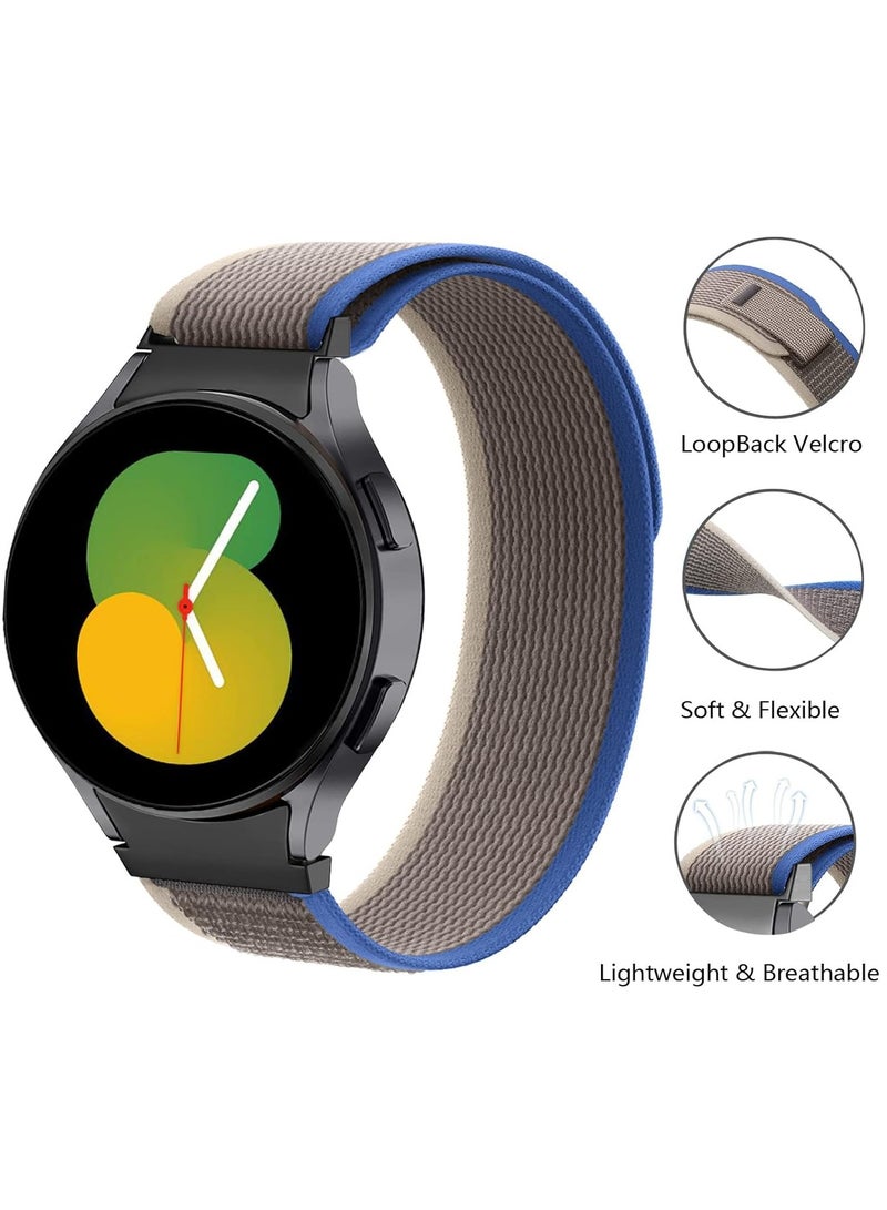 ten.tech Tentech Nylon Watch Band For Samsung Galaxy Watch 6 / 5 / 4 Bands 40mm 44mm/Watch 5 Pro Band 45mm/Watch 4 / 6 Classic Bands 42mm 43mm 46mm 47mm - Light gray & blue  - Image 2