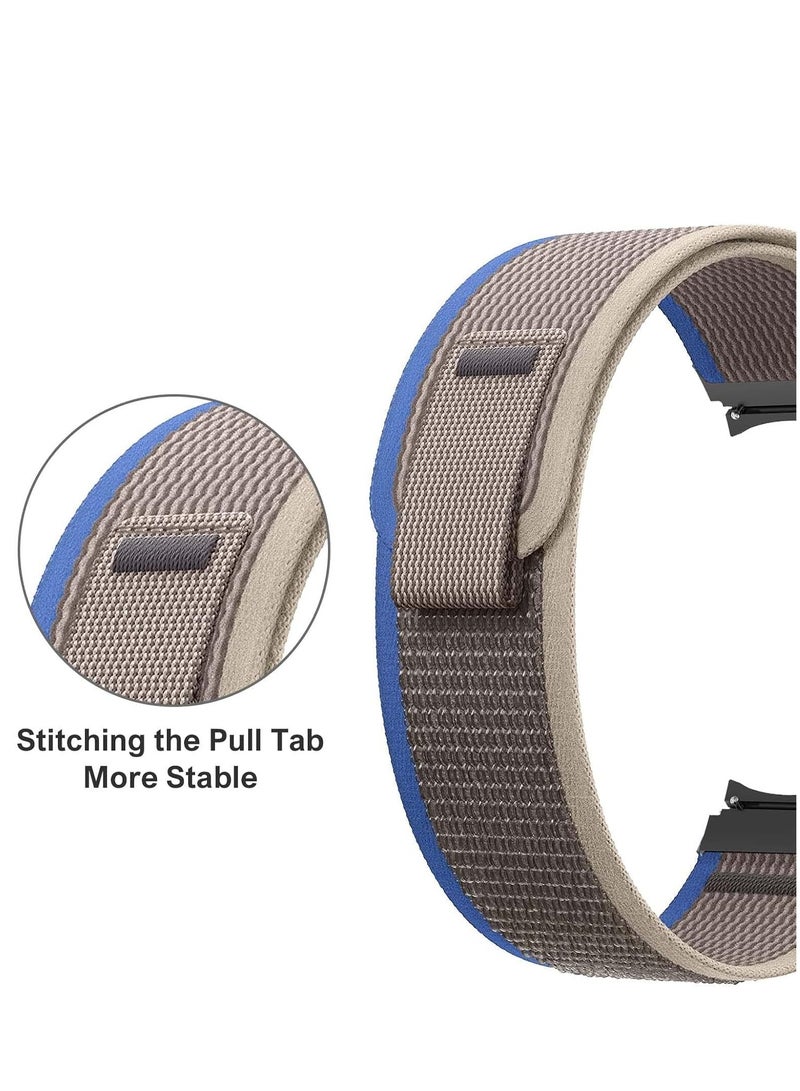 ten.tech Tentech Nylon Watch Band For Samsung Galaxy Watch 6 / 5 / 4 Bands 40mm 44mm/Watch 5 Pro Band 45mm/Watch 4 / 6 Classic Bands 42mm 43mm 46mm 47mm - Light gray & blue  - Image 3